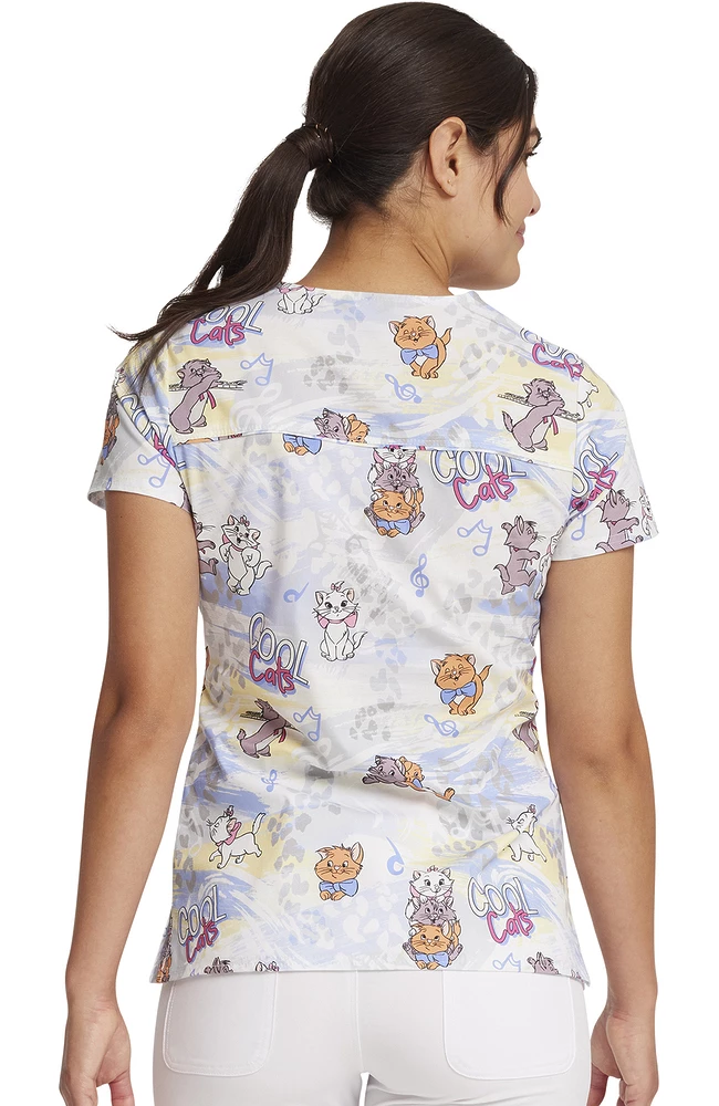 Cherokee Women's Hip Cats Print Scrub Top 4 Cherokee Women's Hip Cats Print Scrub Top - Image 2