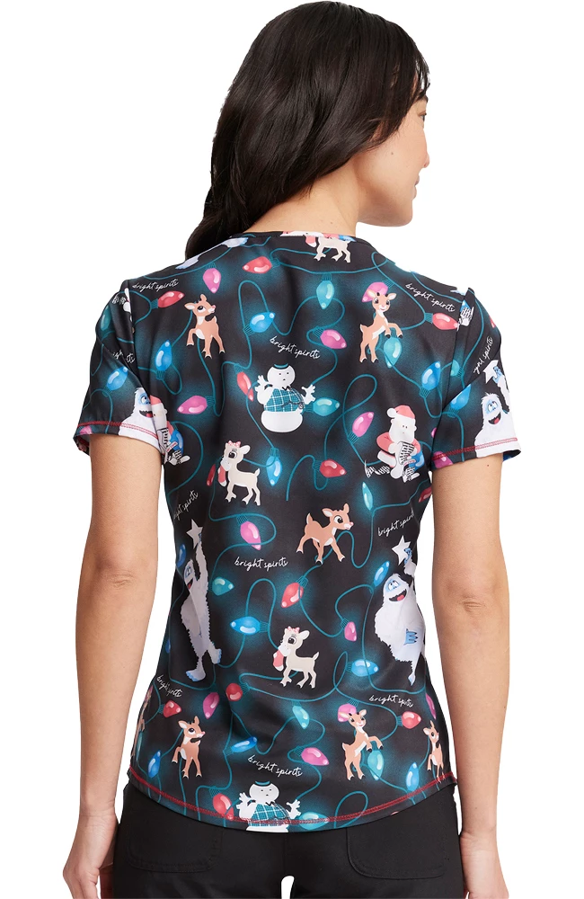 Cherokee Women's Bright Spirits Print Scrub Top 4 Cherokee Women's Bright Spirits Print Scrub Top - Image 2