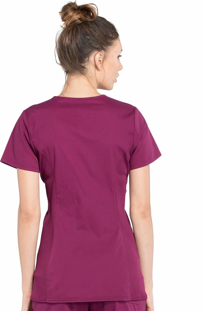 Cherokee Workwear Clearance Women's Maternity Mock Wrap Soft Knit Panel Solid Scrub Top 4 Cherokee Workwear Clearance Women's Maternity Mock Wrap Soft Knit Panel Solid Scrub Top - Image 2