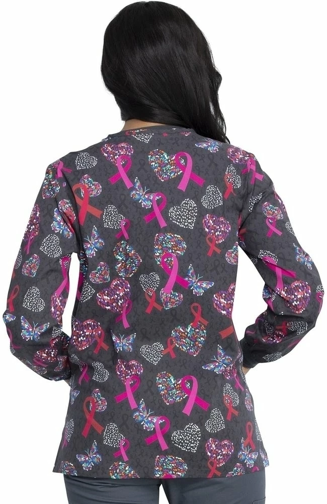 Dickies Clearance Women's Snap Front Speck-Tacular Love Print Scrub Jacket 4 Dickies Clearance Women's Snap Front Speck-Tacular Love Print Scrub Jacket - Image 2