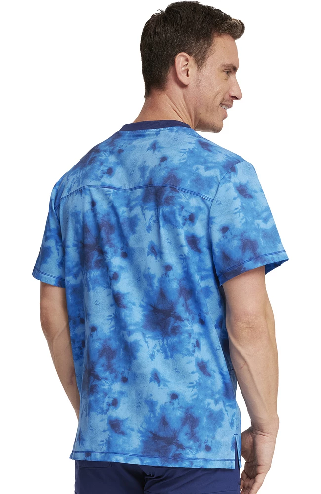 Dickies Men's Tonal Tie Dye Navy Print Scrub Top 4 Dickies Men's Tonal Tie Dye Navy Print Scrub Top - Image 2