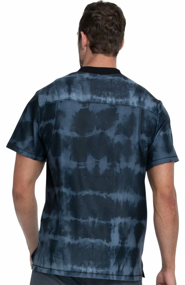 Dickies Clearance Men's Tie Dye Stripes Pewter Print Scrub Top 4 Dickies Clearance Men's Tie Dye Stripes Pewter Print Scrub Top - Image 2