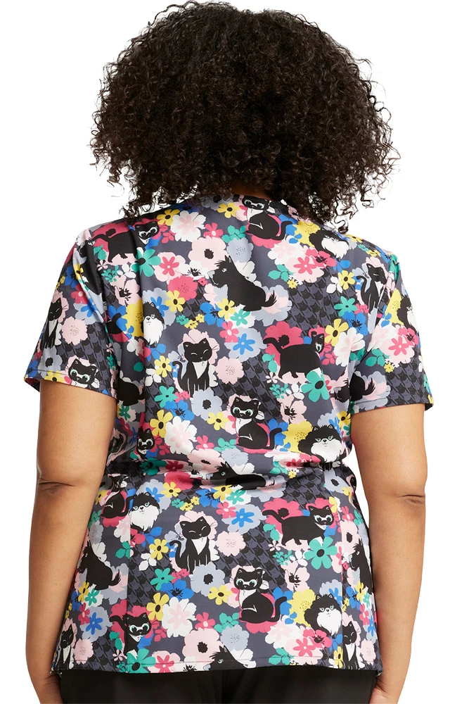 Dickies Women's V-Neck Furever Floral Print Scrub Top 4 Dickies Women's V-Neck Furever Floral Print Scrub Top - Image 2