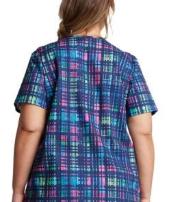 Dickies Women's V-Neck Glowing Plaid Print Scrub Top -Cherokee Shop 2 di dk704 print 650