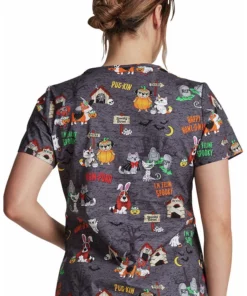 Dickies Clearance Women's Howl-Oween Friends Print Scrub Top 6 Dickies Clearance Women's Howl-Oween Friends Print Scrub Top -Cherokee Shop 2 di dk709 printclearance 650
