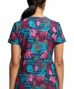 Dickies Women's V-Neck Falling Foliage Print Scrub Top -Cherokee Shop 2 di dk717 print 650 3