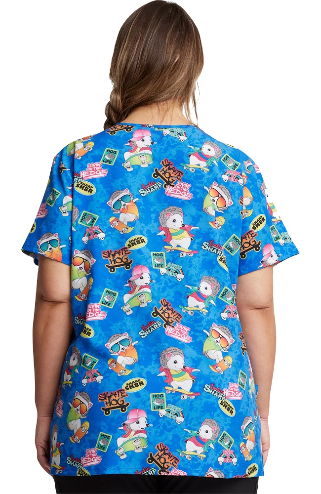 Dickies Women's V-Neck Livin' On The Hedge Print Scrub Top 4 Dickies Women's V-Neck Livin' On The Hedge Print Scrub Top - Image 2