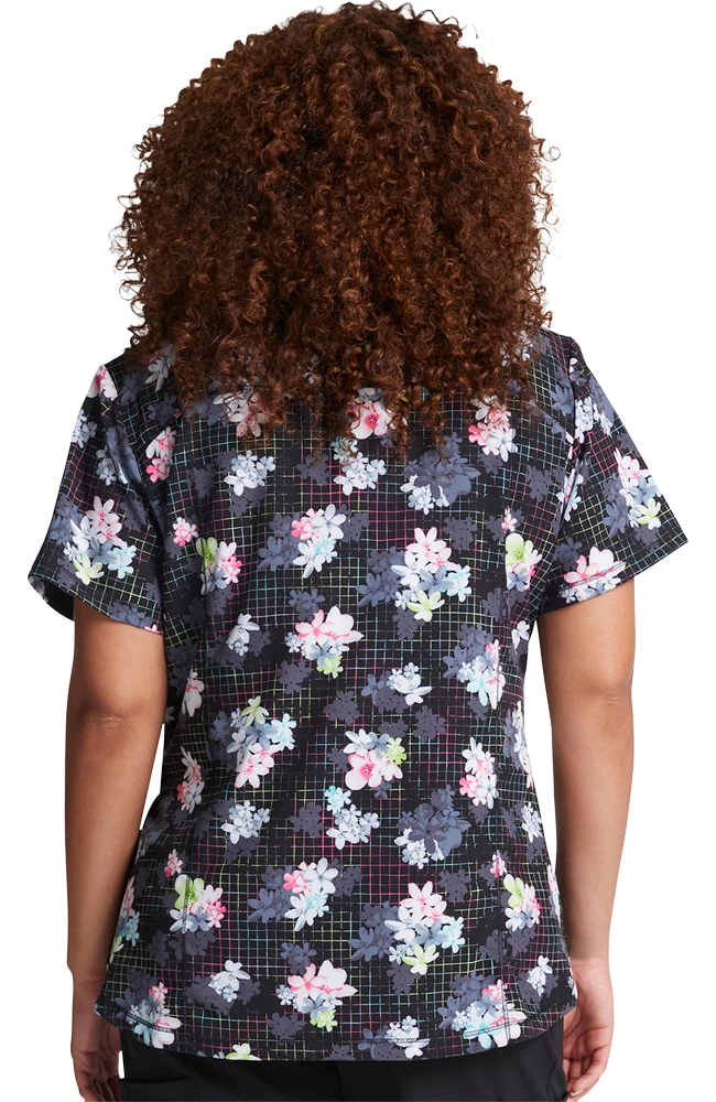 Dickies Clearance Women's Light Bright Blooms Print Scrub Top 4 Dickies Clearance Women's Light Bright Blooms Print Scrub Top - Image 2