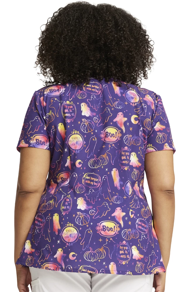 Dickies Women's V-Neck Hanging With My Boo Print Scrub Top 4 Dickies Women's V-Neck Hanging With My Boo Print Scrub Top - Image 2