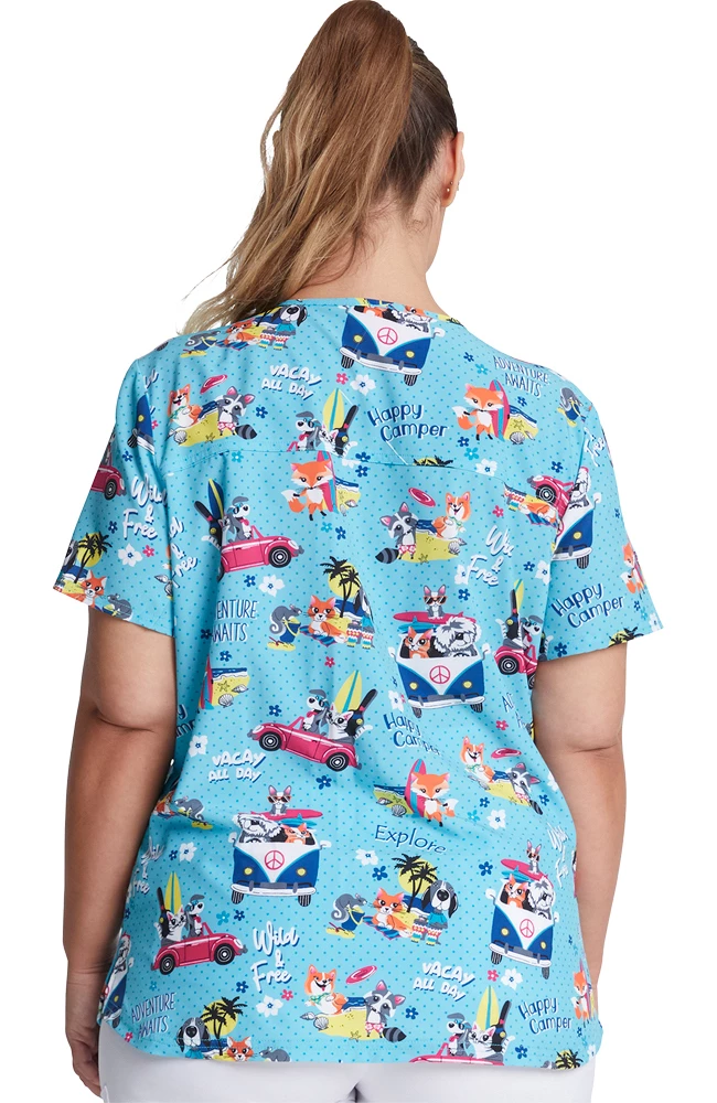 Dickies Clearance Women's Vacay All Day Print Scrub Top 4 Dickies Clearance Women's Vacay All Day Print Scrub Top - Image 2