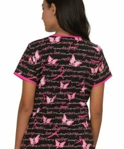 Koi Clearance Women's Eve Butterfly Words Print Scrub Top -Cherokee Shop 2 ko 1007pr printclearance 650 1