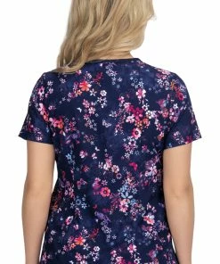 Koi Clearance Women's Lola Keyhole Neck Butterfly Dream Print Scrub Top -Cherokee Shop 2 ko 1027pr printclearance 650 1