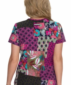 Koi Women's Early Energy V-Neck Tropical Patch Print Scrub Top -Cherokee Shop 2 ko 1029pr print 650