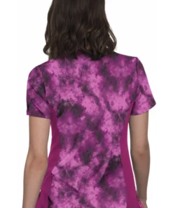 Koi Clearance Women's Raquel Mock Wrap Heather Raspberry Tie Dye Print Scrub Top -Cherokee Shop 2 ko 1049pr printclearance 650