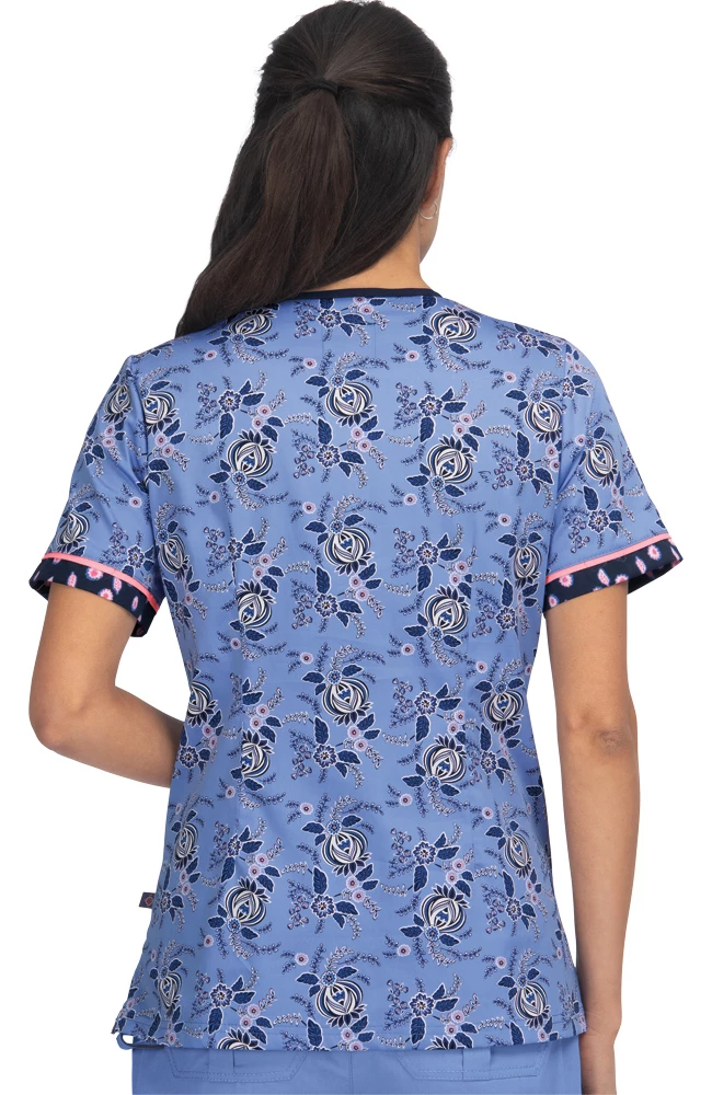 Koi Clearance Women's Lennon Heart Shaped Neck Vintage Floral Print Scrub Top 4 Koi Clearance Women's Lennon Heart Shaped Neck Vintage Floral Print Scrub Top - Image 2