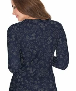 Koi Women's Presley Flower Shower Navy Burnout Print Underscrub T-Shirt -Cherokee Shop 2 ko 1061pr print 650 1
