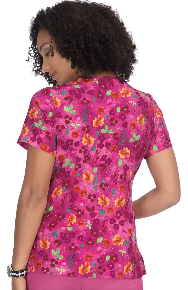 Koi Clearance Women's Aurora Pressed Flower Print Scrub Top 4 Koi Clearance Women's Aurora Pressed Flower Print Scrub Top - Image 2
