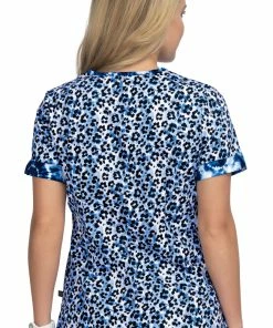 Koi Clearance Women's Elena Tie Dye Leopard Blue Print Scrub Top -Cherokee Shop 2 ko 1070pr printclearance 650