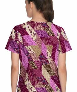 Koi Women's Leia Patched With Love Print Scrub Top -Cherokee Shop 2 ko 1084pr print 650