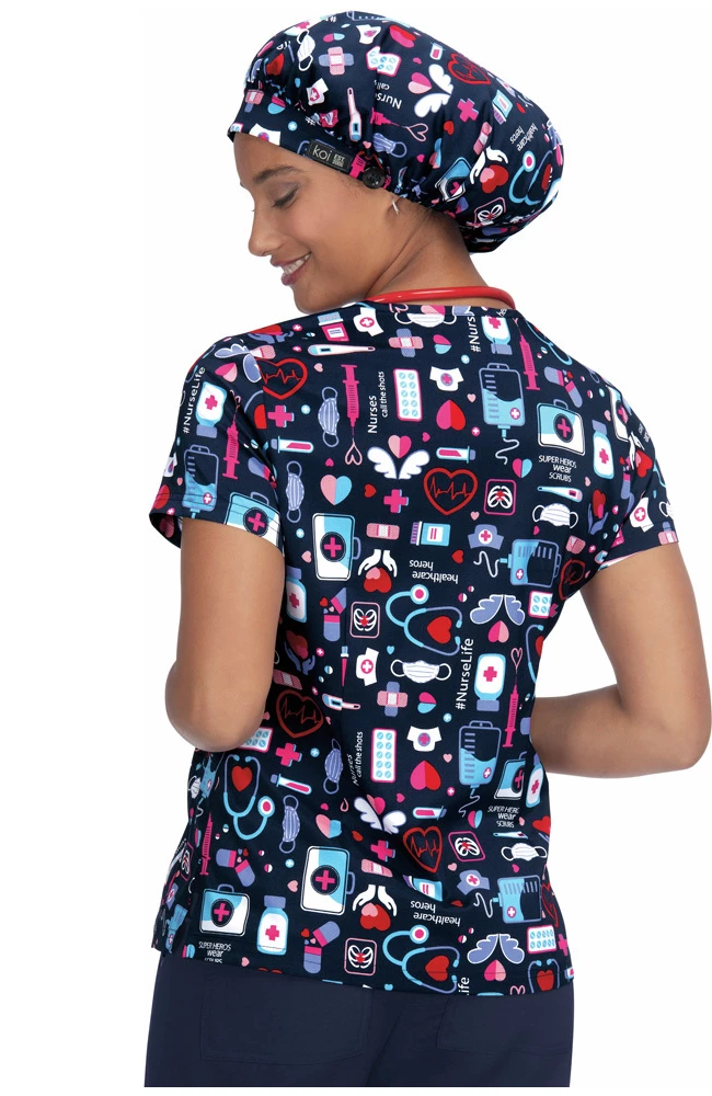 Koi Clearance Women's Leslie Nurse Life Print Scrub Top 4 Koi Clearance Women's Leslie Nurse Life Print Scrub Top - Image 2