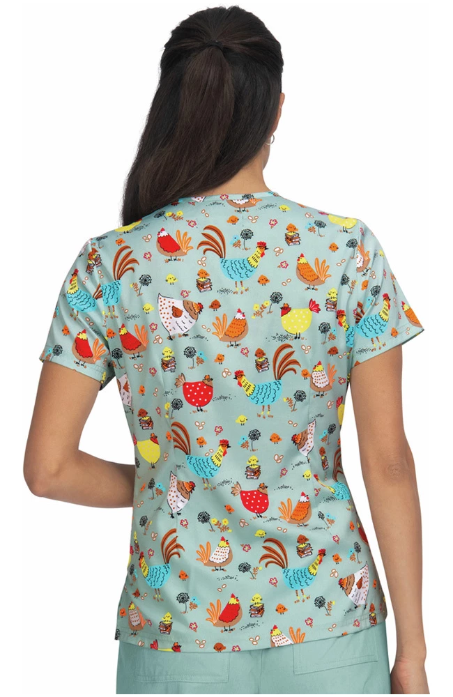 Koi Clearance Women's Leslie Chicks With Glasses Print Scrub Top 4 Koi Clearance Women's Leslie Chicks With Glasses Print Scrub Top - Image 2