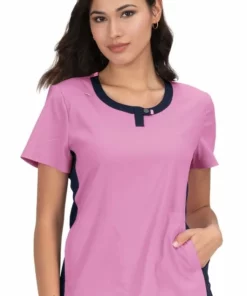 Koi Clearance Women's Lotus Colorblock Jewel Neck Solid Scrub Top -Cherokee Shop 2 ko 388 clearance 650