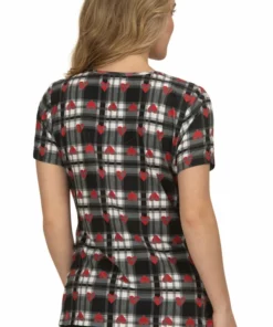Koi Clearance Women's Clover Heart Plaid Print Scrub Top 6 Koi Clearance Women's Clover Heart Plaid Print Scrub Top -Cherokee Shop 2 ko b110pr printclearance 650