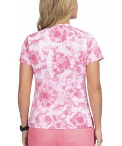 Koi Clearance Women's Leslie Dreamscape Pink Print Scrub Top -Cherokee Shop 2 ko d384pr printclearance 650