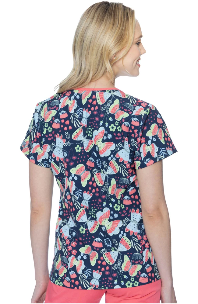 Med Couture Women's Vicky Butterfly Friends Print Scrub Top 4 Med Couture Women's Vicky Butterfly Friends Print Scrub Top - Image 2