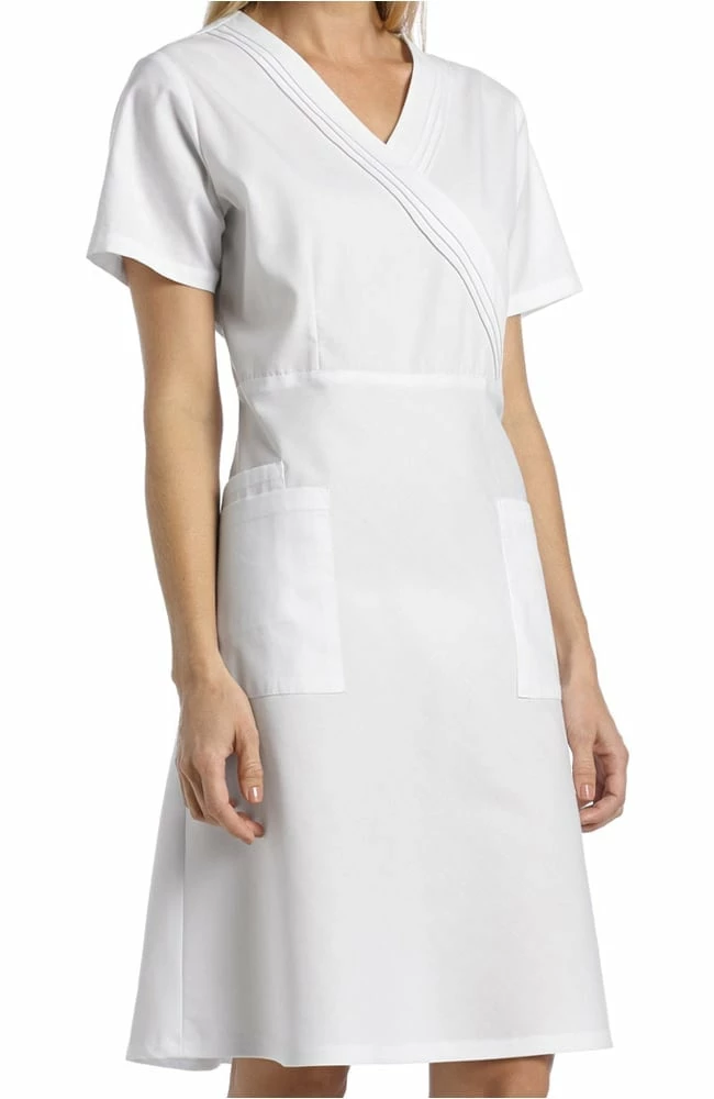 White Cross Women's Pleated Mock Wrap Scrub Dress 4 White Cross Women's Pleated Mock Wrap Scrub Dress - Image 2