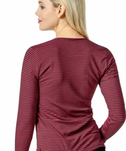 WonderWink Clearance Women's Silky Long Sleeve Stripe Print Underscrub T-Shirt -Cherokee Shop 2 wk 2079 printclearance 650