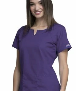 Cherokee Workwear Clearance Women's Round Neck Solid Scrub Top -Cherokee Shop 3 ck 4824 clearance 650