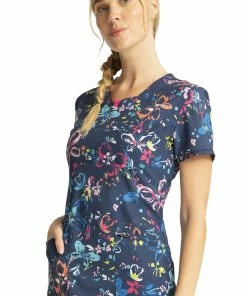 Cherokee Clearance Women's Flutter Floral Print Scrub Top -Cherokee Shop 3 ck ck609 printclearance 650 2