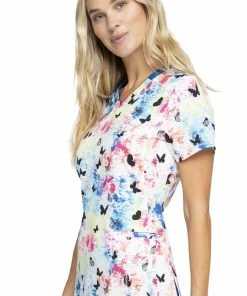 Cherokee Clearance Women's Rainbow Flight Print Scrub Top -Cherokee Shop 3 ck ck634 printclearance 650 2