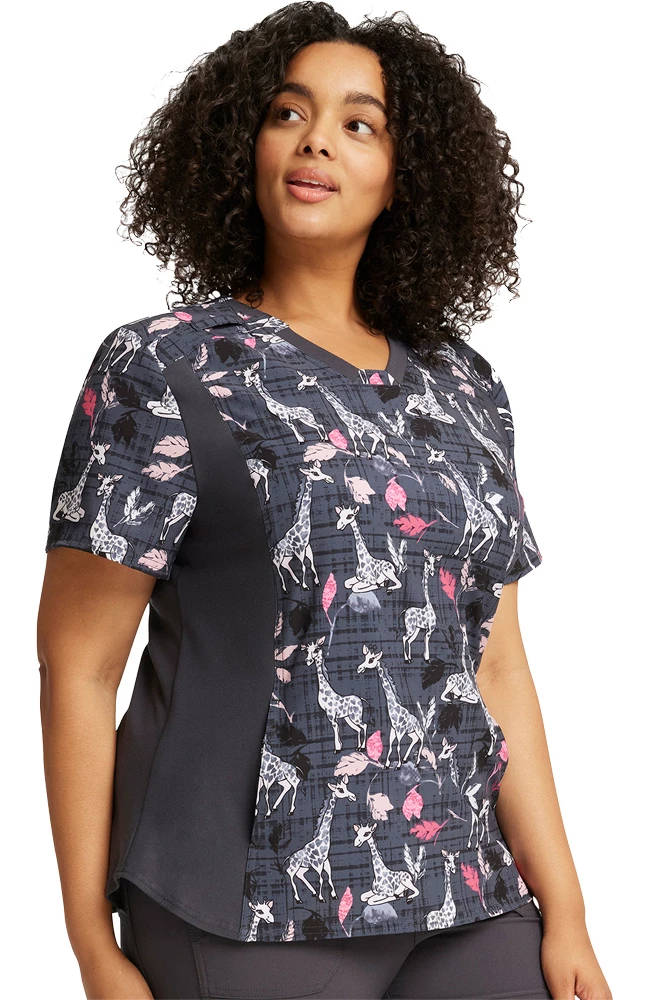 Cherokee Women's Giraffe-Ter My Love Print Scrub Top 5 Cherokee Women's Giraffe-Ter My Love Print Scrub Top - Image 3
