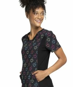 Cherokee Clearance Women's Knit Panel Hearts On The Line Print Scrub Top 8 Cherokee Clearance Women's Knit Panel Hearts On The Line Print Scrub Top -Cherokee Shop 3 ck ck641 printclearance 650