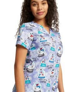 Cherokee Women's Chillin' Snowmies Print Scrub Top -Cherokee Shop 3 ck ck651 print 650 1