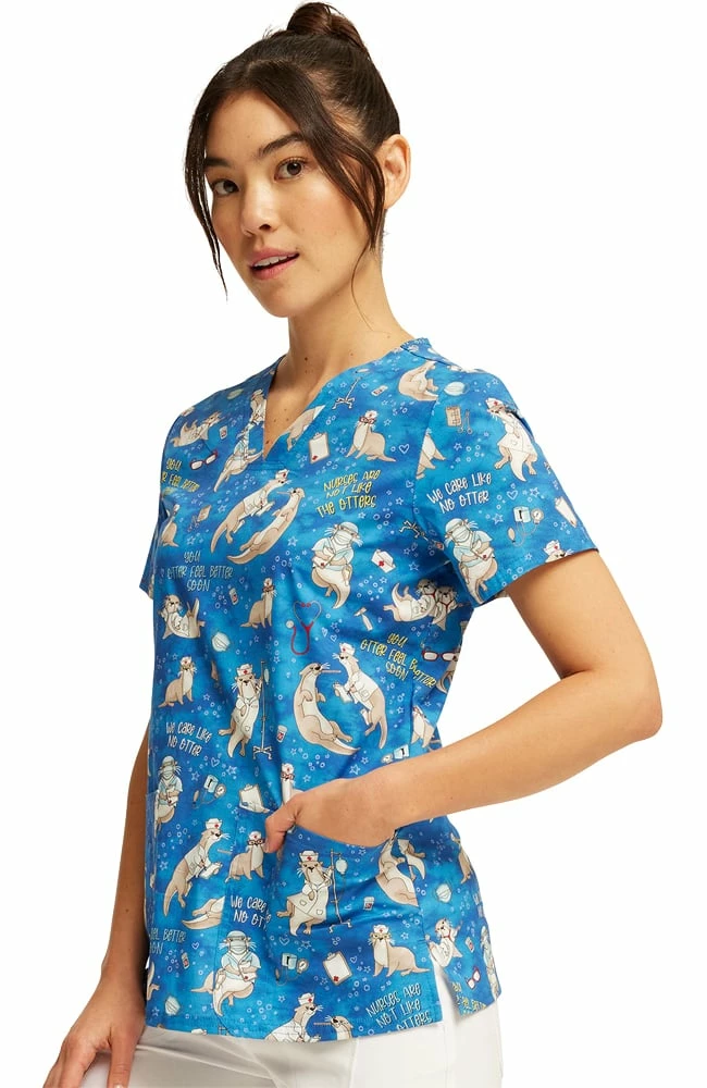 Cherokee Women's Care Like No Otter Print Scrub Top 5 Cherokee Women's Care Like No Otter Print Scrub Top - Image 3