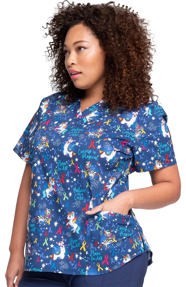 Cherokee Clearance Women's Magical Care Print Scrub Top 5 Cherokee Clearance Women's Magical Care Print Scrub Top - Image 3