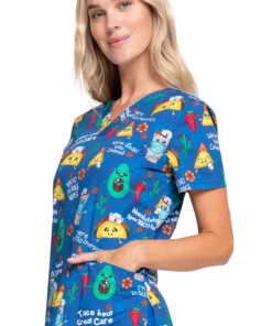 Cherokee Clearance Women's Nacho Average Nurse Print Scrub Top -Cherokee Shop 3 ck ck652 printclearance 650