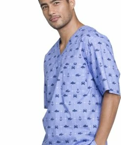 Cherokee Clearance Men's V-Neck Nautical Print Scrub Top 8 Cherokee Clearance Men's V-Neck Nautical Print Scrub Top -Cherokee Shop 3 ck ck675 printclearance 650 1