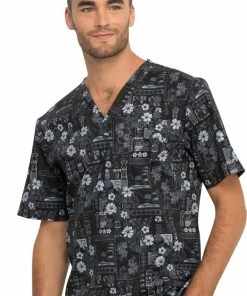 Cherokee Clearance Men's Its Tiki Time Print Scrub Top -Cherokee Shop 3 ck ck675 printclearance 650