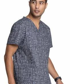 Cherokee Clearance Men's Instrumental Helpers Print Scrub Top -Cherokee Shop 3 ck ck691 printclearance 650