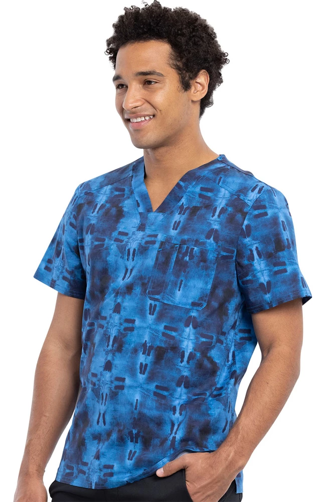 Cherokee Clearance Men's Geo Tie Dye Print Scrub Top 5 Cherokee Clearance Men's Geo Tie Dye Print Scrub Top - Image 3