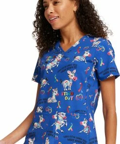 Cherokee Women's Born To Stand Out Print Scrub Top -Cherokee Shop 3 ck ck703 print 650 1