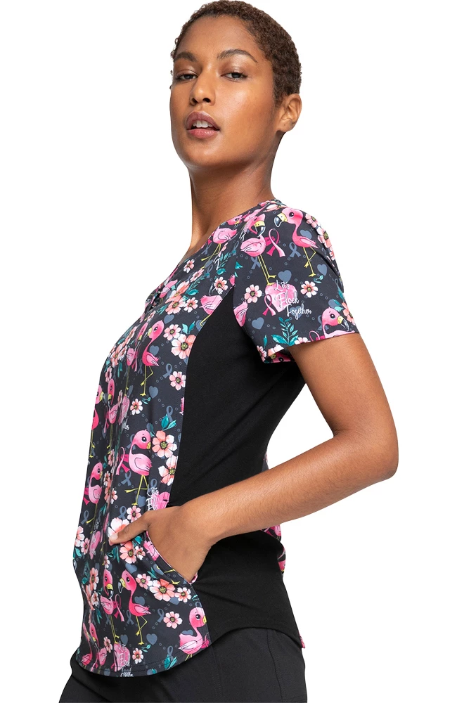 Cherokee Clearance Women's Let's Flock Together Print Scrub Top 5 Cherokee Clearance Women's Let's Flock Together Print Scrub Top - Image 3