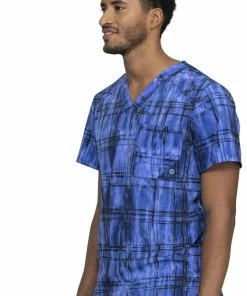 Cherokee Clearance Men's Plaid Tie Dye Print Scrub Top -Cherokee Shop 3 ck ck902 printclearance 650 1