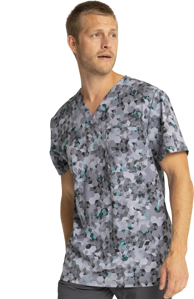 Cherokee Clearance Men's Abstract Ways Print Scrub Top 5 Cherokee Clearance Men's Abstract Ways Print Scrub Top - Image 3