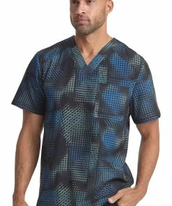 Cherokee Men's V-Neck Gradient Grid Print Scrub Top -Cherokee Shop 3 ck ck920 print 650