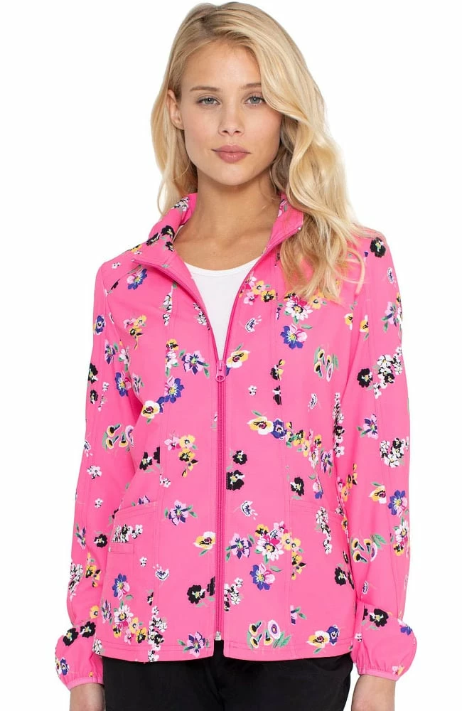 Heartsoul Clearance Women's Warm Up Flowering Fields Print Scrub Jacket 5 Heartsoul Clearance Women's Warm Up Flowering Fields Print Scrub Jacket - Image 3